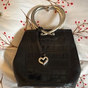 Brighton Black Mini Bag with Silver Heart Handle